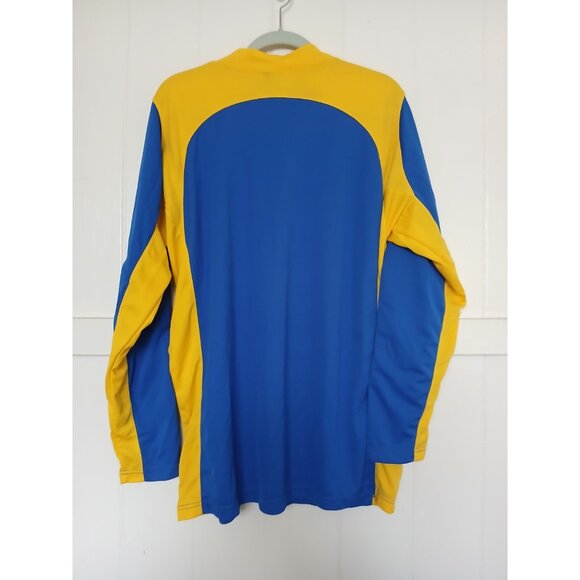 Vintage REUSCH Padded Goalkeeper Jersey Shirt Adult L Yellow Blue Long Sleeve - Picture 2 of 11